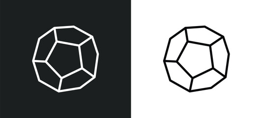 Poster - dodecahedron icon isolated in white and black colors. dodecahedron outline vector icon from geometry collection for web, mobile apps and ui.