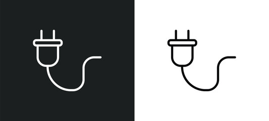 Poster - electric plug icon isolated in white and black colors. electric plug outline vector icon from genera