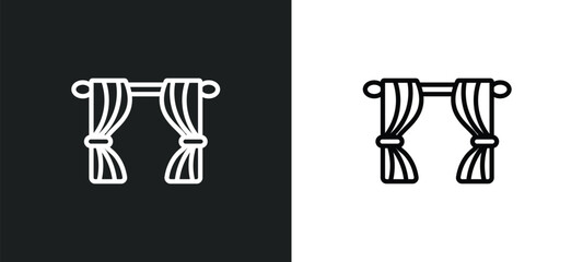 Poster - curtains icon isolated in white and black colors. curtains outline vector icon from furniture & household collection for web, mobile apps and ui.