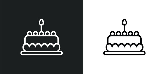 Poster - cake with one candle icon isolated in white and black colors. cake with one candle outline vector icon from food collection for web, mobile apps and ui.