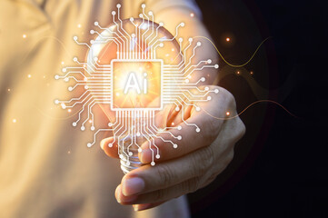 Fototapete - The concept of developing an artificial intelligence system that can interact with humans and be used in the industry 5.0 system..