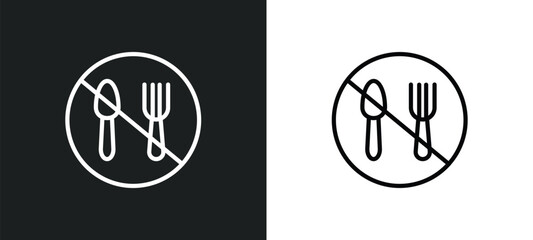 Poster - no eating icon isolated in white and black colors. no eating outline vector icon from food collectio