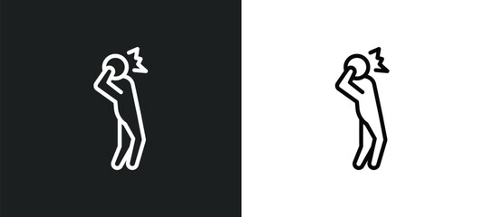 Poster - scared human icon isolated in white and black colors. scared human outline vector icon from feelings collection for web, mobile apps and ui.