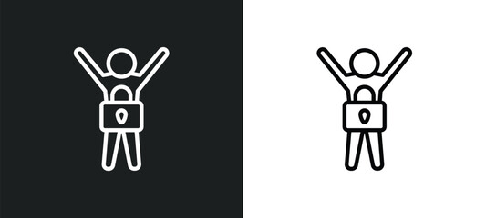 Poster - safe human icon isolated in white and black colors. safe human outline vector icon from feelings collection for web, mobile apps and ui.