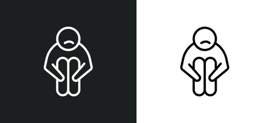 Poster - sad human icon isolated in white and black colors. sad human outline vector icon from feelings collection for web, mobile apps and ui.