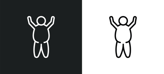 Poster - fat human icon isolated in white and black colors. fat human outline vector icon from feelings collection for web, mobile apps and ui.