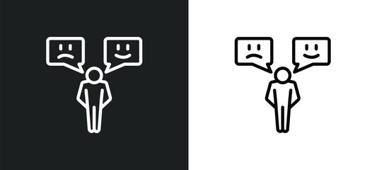 Poster - emotional human icon isolated in white and black colors. emotional human outline vector icon from feelings collection for web, mobile apps and ui.