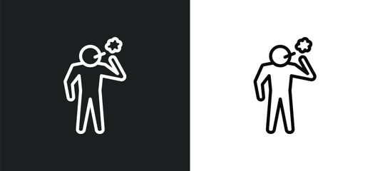 Poster - bad human icon isolated in white and black colors. bad human outline vector icon from feelings collection for web, mobile apps and ui.