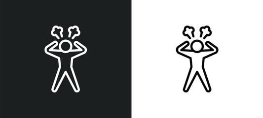 Poster - angry human icon isolated in white and black colors. angry human outline vector icon from feelings collection for web, mobile apps and ui.