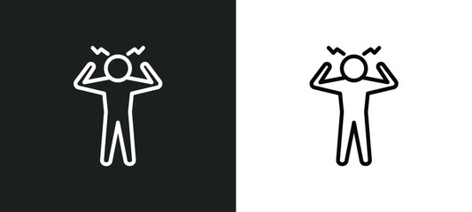 Poster - aggravated human icon isolated in white and black colors. aggravated human outline vector icon from feelings collection for web, mobile apps and ui.