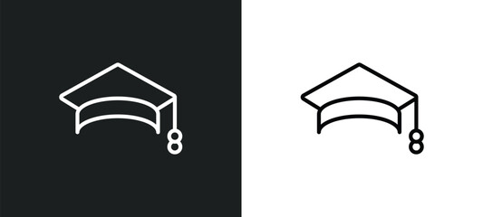 college graduation cap icon isolated in white and black colors. college graduation cap outline vector icon from fashion collection for web, mobile apps and ui.