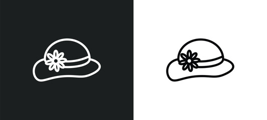 Poster - round hat icon isolated in white and black colors. round hat outline vector icon from fashion collection for web, mobile apps and ui.