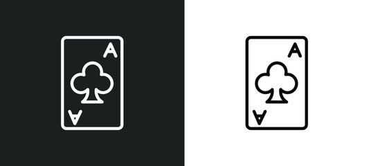 Poster - ace of clubs icon isolated in white and black colors. ace of clubs outline vector icon from arcade collection for web, mobile apps and ui.