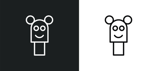 Poster - puppet show icon isolated in white and black colors. puppet show outline vector icon from arcade collection for web, mobile apps and ui.