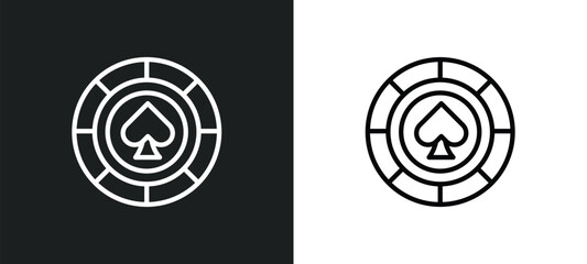 Poster - poker chip icon isolated in white and black colors. poker chip outline vector icon from arcade collection for web, mobile apps and ui.
