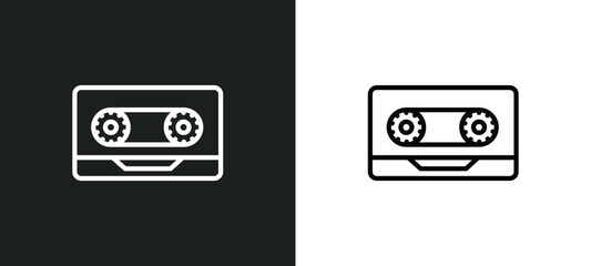 Poster - music tape icon isolated in white and black colors. music tape outline vector icon from arcade collection for web, mobile apps and ui.