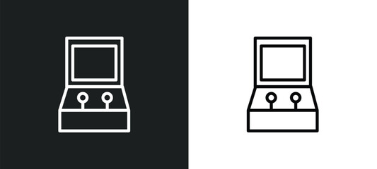 Poster - game hine icon isolated in white and black colors. game hine outline vector icon from arcade collection for web, mobile apps and ui.