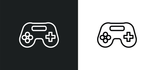Poster - game console icon isolated in white and black colors. game console outline vector icon from arcade collection for web, mobile apps and ui.