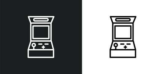Poster - arcade icon isolated in white and black colors. arcade outline vector icon from arcade collection for web, mobile apps and ui.