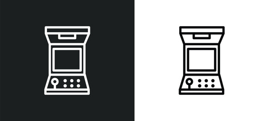 Poster - arcade game icon isolated in white and black colors. arcade game outline vector icon from arcade collection for web, mobile apps and ui.