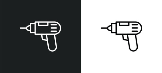 Poster - driller icon isolated in white and black colors. driller outline vector icon from electrian connections collection for web, mobile apps and ui.