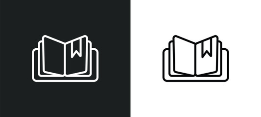 Poster - book with marker icon isolated in white and black colors. book with marker outline vector icon from education collection for web, mobile apps and ui.