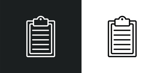 Poster - written clipboard icon isolated in white and black colors. written clipboard outline vector icon from education collection for web, mobile apps and ui.