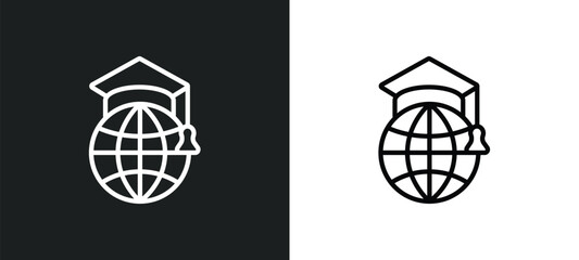  - international graduate icon isolated in white and black colors. international graduate outline vecto