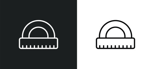 Poster - semicircle with ruler icon isolated in white and black colors. semicircle with ruler outline vector icon from education collection for web, mobile apps and ui.