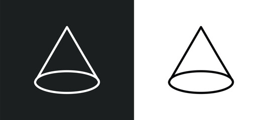 Poster - cone geometrical icon isolated in white and black colors. cone geometrical outline vector icon from education collection for web, mobile apps and ui.