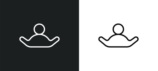 Poster - open arms icon isolated in white and black colors. open arms outline vector icon from education collection for web, mobile apps and ui.
