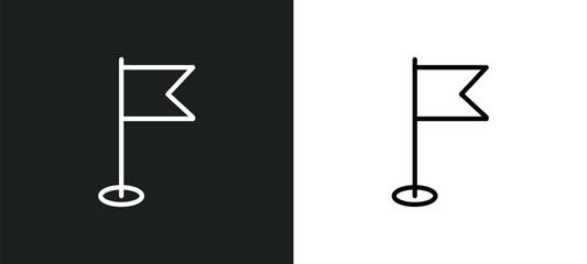 Poster - location flag icon isolated in white and black colors. location flag outline vector icon from education collection for web, mobile apps and ui.