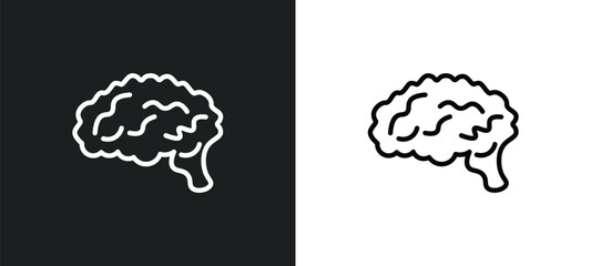 Poster - human brain icon isolated in white and black colors. human brain outline vector icon from education collection for web, mobile apps and ui.