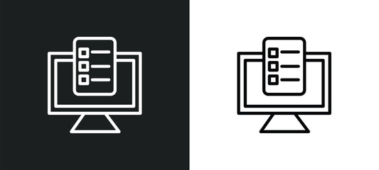 Poster - online test icon isolated in white and black colors. online test outline vector icon from education collection for web, mobile apps and ui.