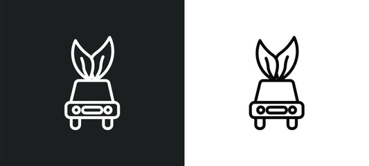 Poster - eco car icon isolated in white and black colors. eco car outline vector icon from ecology collection for web, mobile apps and ui.