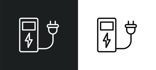 Poster - electric station icon isolated in white and black colors. electric station outline vector icon from ecology collection for web, mobile apps and ui.