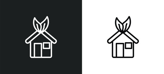 Poster - ecological house icon isolated in white and black colors. ecological house outline vector icon from ecology collection for web, mobile apps and ui.