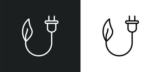 Poster - eco plug icon isolated in white and black colors. eco plug outline vector icon from ecology collection for web, mobile apps and ui.