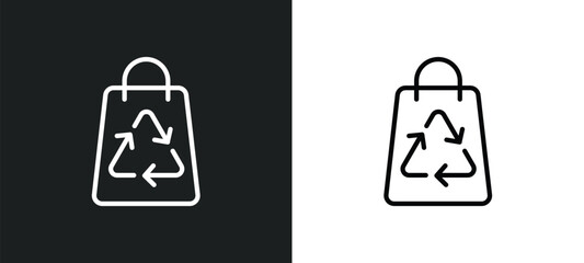 Poster - recycled bag icon isolated in white and black colors. recycled bag outline vector icon from ecology collection for web, mobile apps and ui.