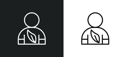 Poster - eco volunteer icon isolated in white and black colors. eco volunteer outline vector icon from ecology collection for web, mobile apps and ui.