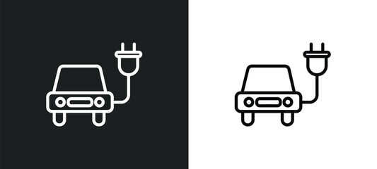 Poster - eco energy car icon isolated in white and black colors. eco energy car outline vector icon from ecology collection for web, mobile apps and ui.