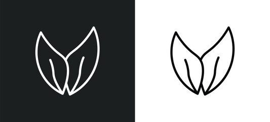 Wall Mural - two leaves icon isolated in white and black colors. two leaves outline vector icon from ecology collection for web, mobile apps and ui.