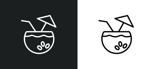 Wall Mural - coconut drink icon isolated in white and black colors. coconut drink outline vector icon from drinks collection for web, mobile apps and ui.