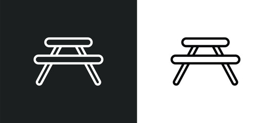 Poster - picnic table icon isolated in white and black colors. picnic table outline vector icon from drinks c