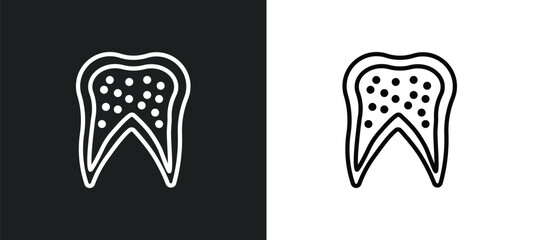 Wall Mural - inner tooth icon isolated in white and black colors. inner tooth outline vector icon from dentist collection for web, mobile apps and ui.