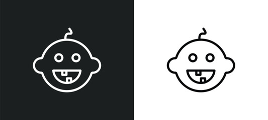 baby dental icon isolated in white and black colors. baby dental outline vector icon from dentist collection for web, mobile apps and ui.