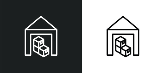 Poster - warehouse icon isolated in white and black colors. warehouse outline vector icon from delivery and l