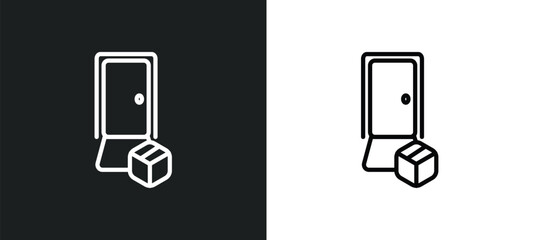 Poster - delivery door icon isolated in white and black colors. delivery door outline vector icon from delive