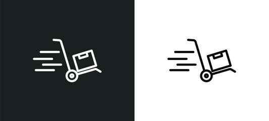 Poster - moving icon isolated in white and black colors. moving outline vector icon from delivery and logistic collection for web, mobile apps and ui.
