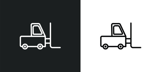 Poster - forklift icon isolated in white and black colors. forklift outline vector icon from delivery and logistic collection for web, mobile apps and ui.